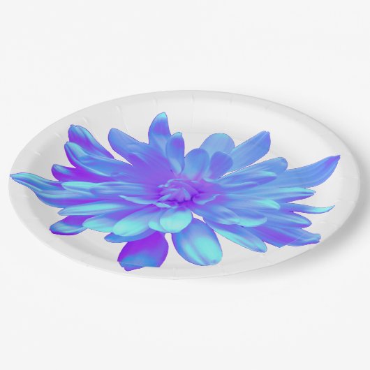 Elegant blauw paarse bloemenbloem papieren bordje (Gekanteld)