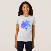 Elegant blauw paarse bloemenbloem t-shirt (Voorkant volledig)