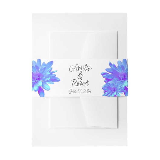 Elegant blauw paarse bloemenbloem uitnodigingen wikkel (Voorkant Voorbeeld)