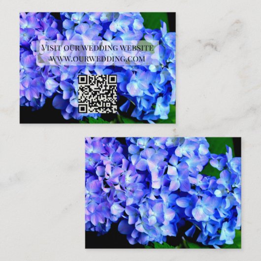 Elegant blauw paarse bloemhortensia's QR-code Informatiekaartje (Voorkant / Achterkant)