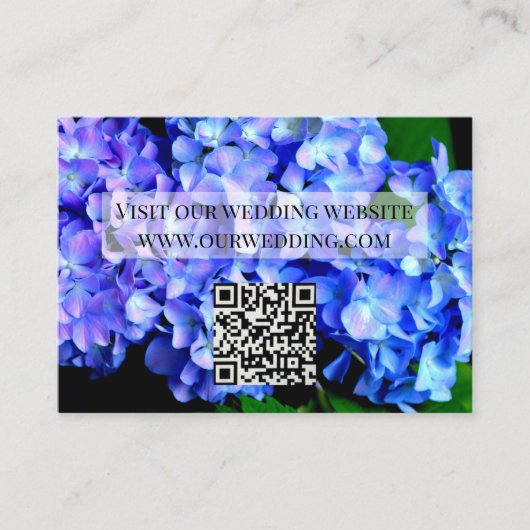 Elegant blauw paarse bloemhortensia's QR-code Informatiekaartje (Voorkant)