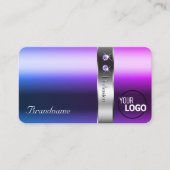 Elegant Blauw Paarse Gradient Zilveren Decor en Lo Visitekaartje (Voorkant)