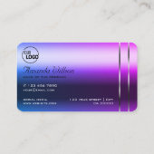 Elegant Blauw Paarse Gradient Zilveren Decor en Lo Visitekaartje (Achterkant)