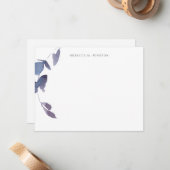 Elegant blauw Paarse groen briefpapier Notitiekaartje (Voorkant / Achterkant in situ)