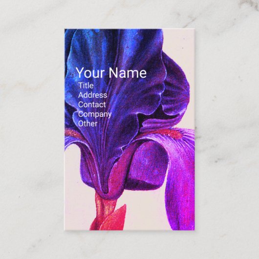 ELEGANT BLAUW PAARSE IRIS monogram Visitekaartje (Voorkant)