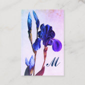 ELEGANT BLAUW PAARSE IRIS monogram Visitekaartje (Achterkant)