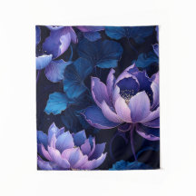Elegant blauw Paarse lotus wandtapijt