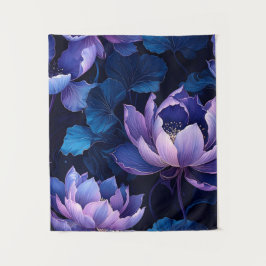 Elegant blauw Paarse lotus wandtapijt Wandkleed