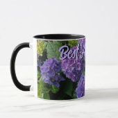 Elegant blauw paarse magenta bloemen Beste tante o Mok (Links)