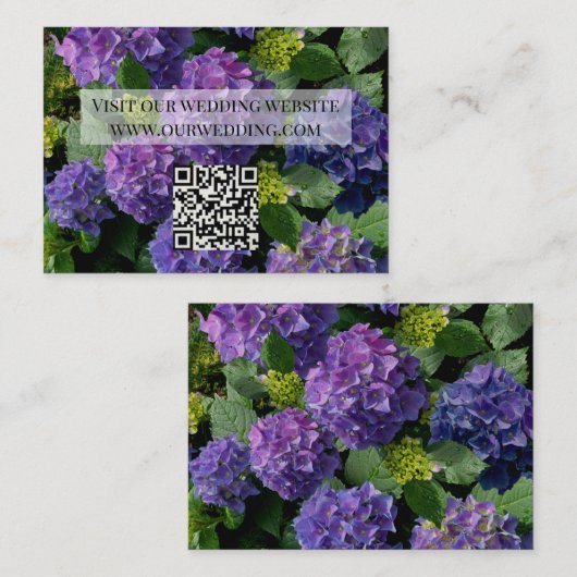Elegant blauw paarse magenta bloemenhortensia QR Informatiekaartje (Voorkant / Achterkant)