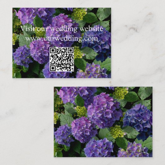 Elegant blauw paarse magenta bloemenhortensia QR Informatiekaartje (Voorkant / Achterkant)
