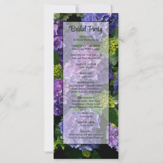 Elegant blauw paarse magenta groene bloemenhortens (Achterkant)