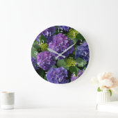 Elegant blauw paarse magenta groene bloemenhortens grote klok (Huis)