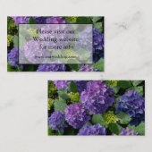 Elegant blauw paarse magenta groene bloemenhortens informatiekaartje (Voorkant / Achterkant)