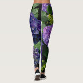 Elegant blauw paarse magenta groene bloemenhortens leggings (Achterkant)