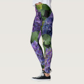 Elegant blauw paarse magenta groene bloemenhortens leggings (Links)