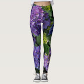 Elegant blauw paarse magenta groene bloemenhortens leggings (Voorkant)