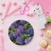 Elegant blauw paarse magenta groene bloemenhortens papieren bordje (Feest)