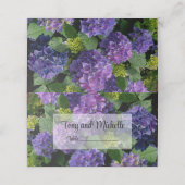 Elegant blauw paarse magenta groene bloemenhortens plaatskaartje (Buitenkant ongevouwen)