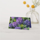 Elegant blauw paarse magenta groene bloemenhortens plaatskaartje (Achterkant)