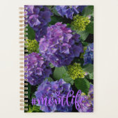 Elegant blauw paarse magenta groene bloemenhortens planner (Voorkant)
