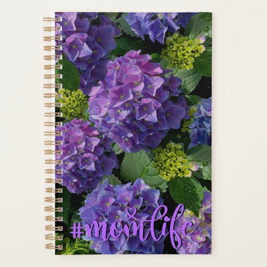 Elegant blauw paarse magenta groene bloemenhortens planner (Voorkant)