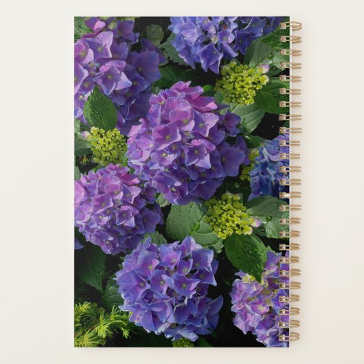 Elegant blauw paarse magenta groene bloemenhortens planner (Achterkant)