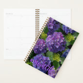 Elegant blauw paarse magenta groene bloemenhortens planner (Display)