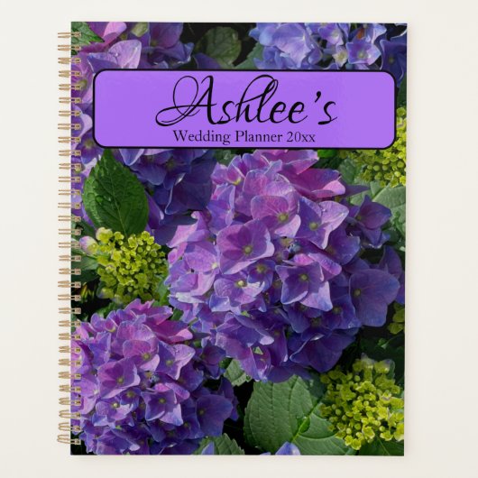 Elegant blauw paarse magenta groene bloemenhortens planner (Voorkant)