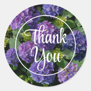 Elegant blauw paarse magenta groene bloemenhortens ronde sticker