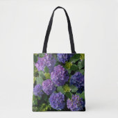 Elegant blauw paarse magenta groene bloemenhortens tote bag (Voorkant)