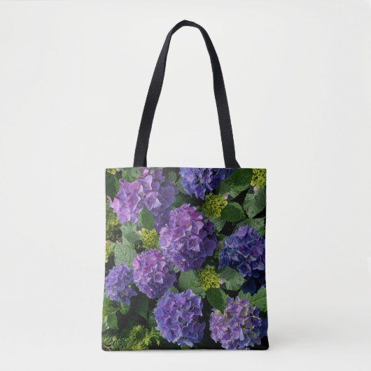 Elegant blauw paarse magenta groene bloemenhortens tote bag (Voorkant)