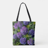 Elegant blauw paarse magenta groene bloemenhortens tote bag (Achterkant)