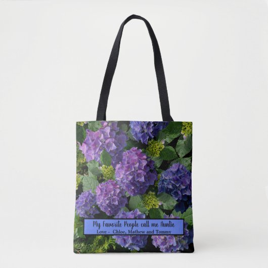 Elegant blauw paarse magenta groene bloemenhortens tote bag (Voorkant)