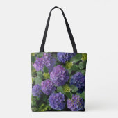 Elegant blauw paarse magenta groene bloemenhortens tote bag (Achterkant)