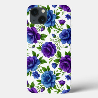 Elegant Blauw & Paarse Roos Bloemmotief Case-Mate iPhone Case
