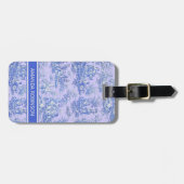 Elegant blauw paarse toile de jouy bagagelabel (Voorkant horizontaal)