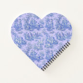Elegant  blauw paarse toile de jouy hart notitieboek (Achterkant)