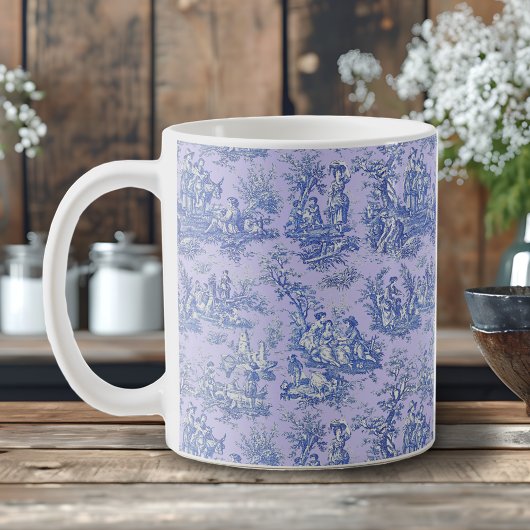 Elegant  blauw paarse toile de jouy koffiemok