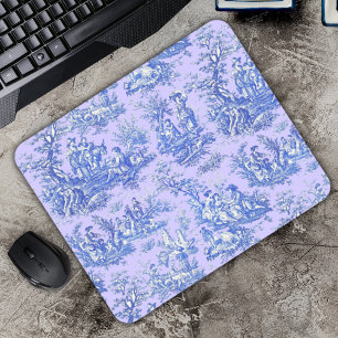 Elegant  blauw paarse toile de jouy muismat