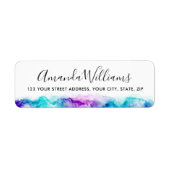 Elegant blauw paarse waterverf kalligrafie script etiket (Voorkant)