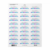 Elegant blauw paarse waterverf kalligrafie script etiket (Full Sheet)