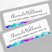 Elegant blauw paarse waterverf kalligrafie script etiket