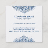 Elegant Blauw Paisley Mandala Vierkante Visitekaartje (Achterkant)