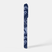 Elegant Blauw Paisley Monogram iPhone Hoesje (Rechterkant)