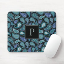 Elegant Blauw Paisley Patroon Monogram