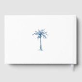 Elegant Blauw Palm Tropisch Strand Bruiloft Gastenboek (Achterkant)