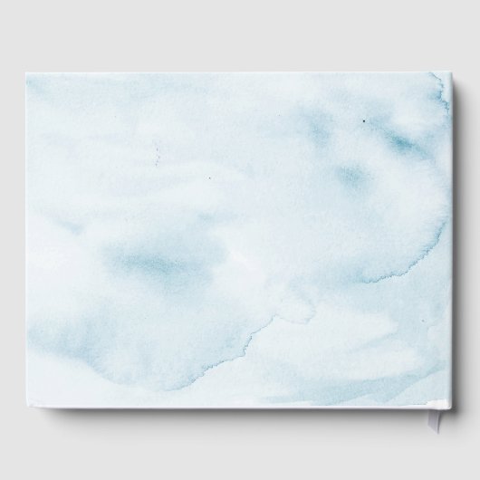 Elegant Blauw Pastel Waterverf Bloemen Bruiloft Gastenboek (Achterkant)