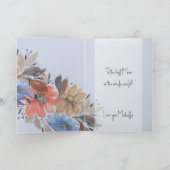 Elegant Blauw Pastel Waterverf Bloemen Feestdagen Kaart (Binnen)