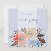 Elegant Blauw Pastel Waterverf Bloemen Feestdagenkaart (Voorkant)